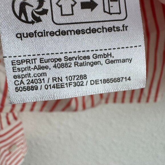 Esprit Red and White Striped High Low Cotton Blend Button Up Women's Size Small - Picture 7 of 10